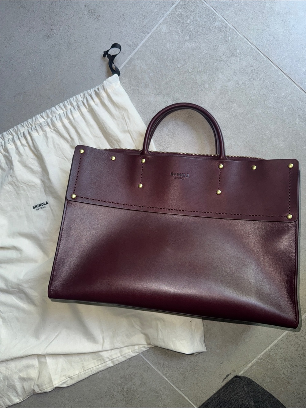 Shinola RARE Leather Day Satchel - with Gold Hardware LIKE NEW